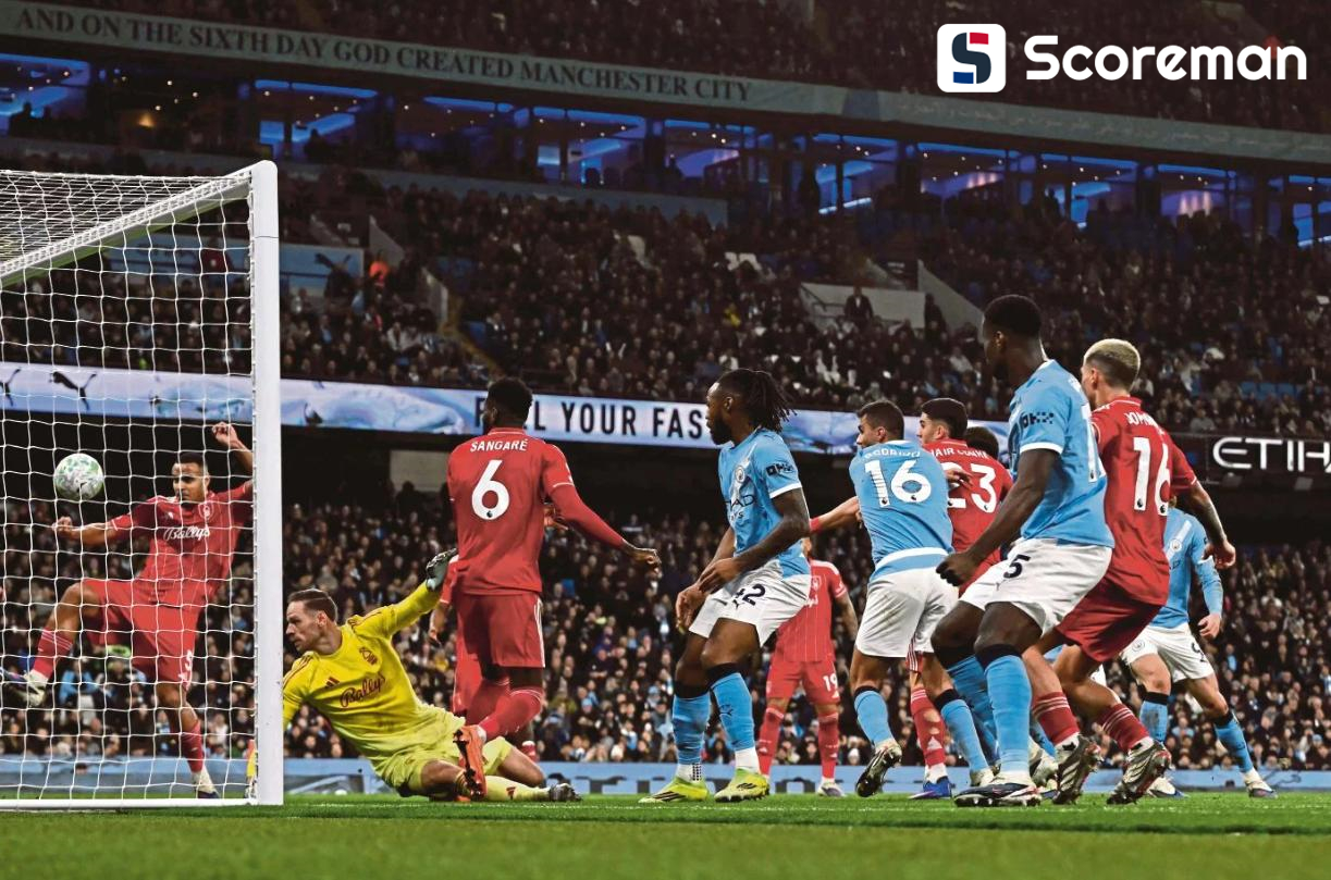 맨시티， 세메뇨-로드리 골에도 17위 노팅엄과 2-2 무! 아스널 추격 비상